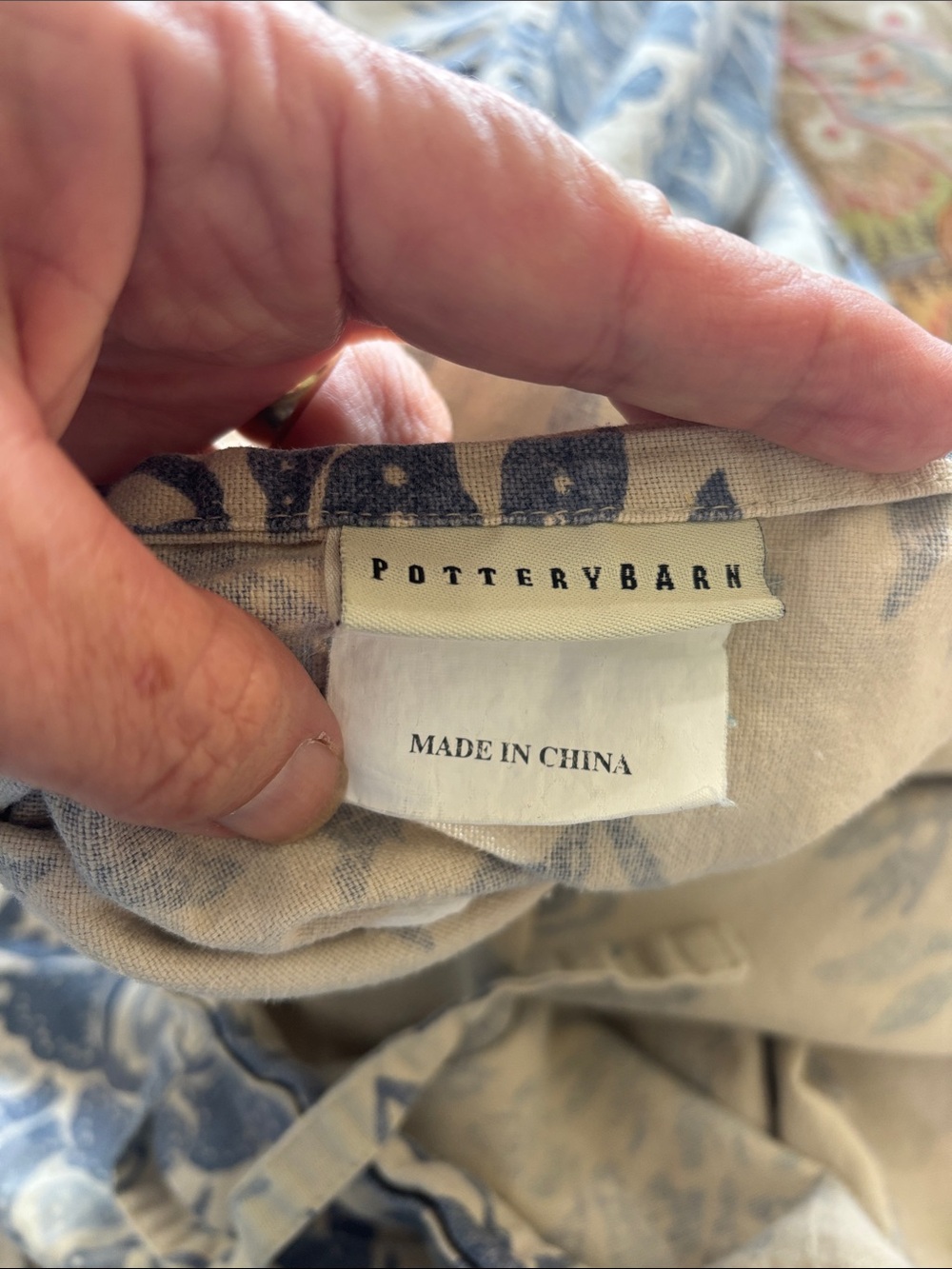 Pottery Barb Linen blend blue and cream floral print duvet queen/full - Picture 4 of 5